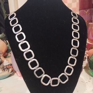 Elegant Silver Tone Square Necklace